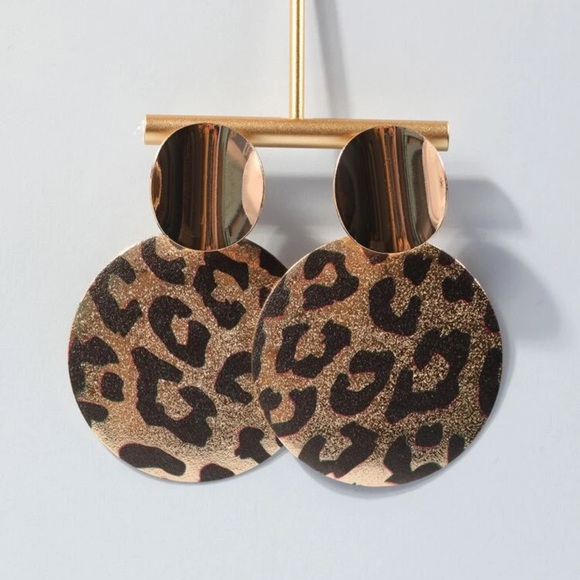 New leopard print round drop earrings - Picture 4 of 5
